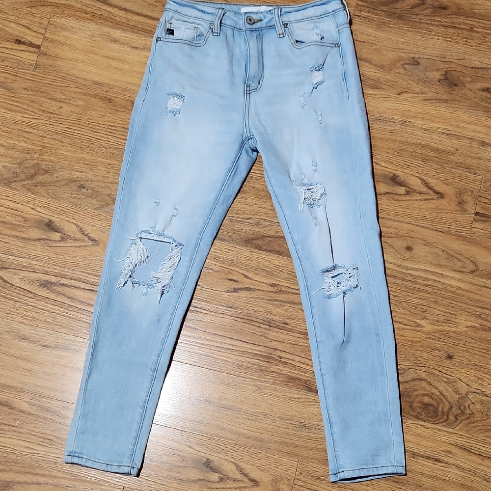 Kan Can Light Blue Skinny Distressed Women's Jeans